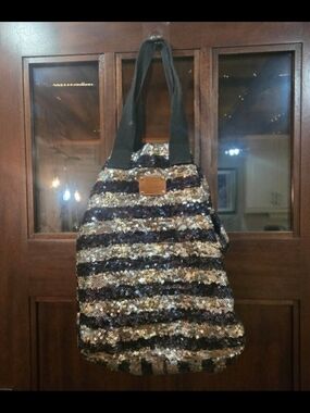 PINK Victoria’s Secret Black & Silver Sequin Tote Bag